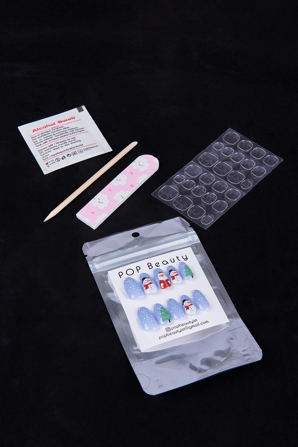 POP Beauty-Christmas Yılbaşı Özel Nail Art Limited Edition Takma Tırnak Seti-Takma Tırnak ve Aksesuarları-6-Milagron.com