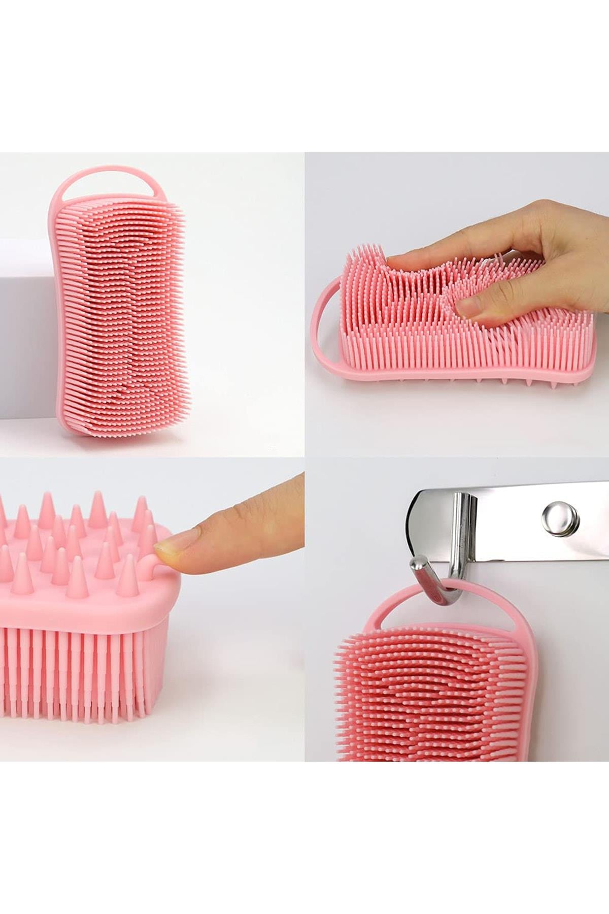 POP Beauty-Çift Taraflı Silikon Vücut Ve Saç Bakım Fırçası - Şampuan Tarağı-Fırça & Tarak-5-Milagron.com