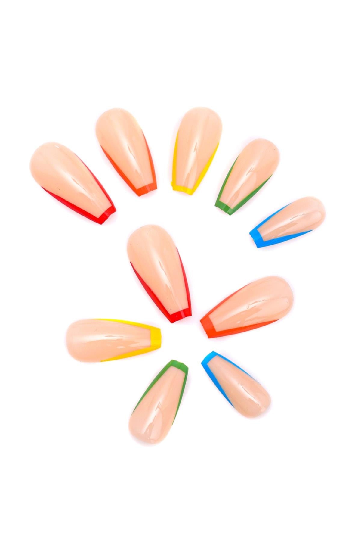 POP Beauty-Desenli Takma Tırnak & Zararsız Yapıştırıcı-Takma Tırnak ve Aksesuarları-1-Milagron.com