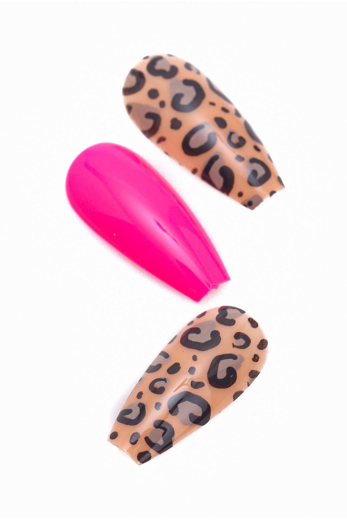 POP Beauty-Desenli Takma Tırnak & Zararsız Yapıştırıcı-Takma Tırnak ve Aksesuarları-2-Milagron.com