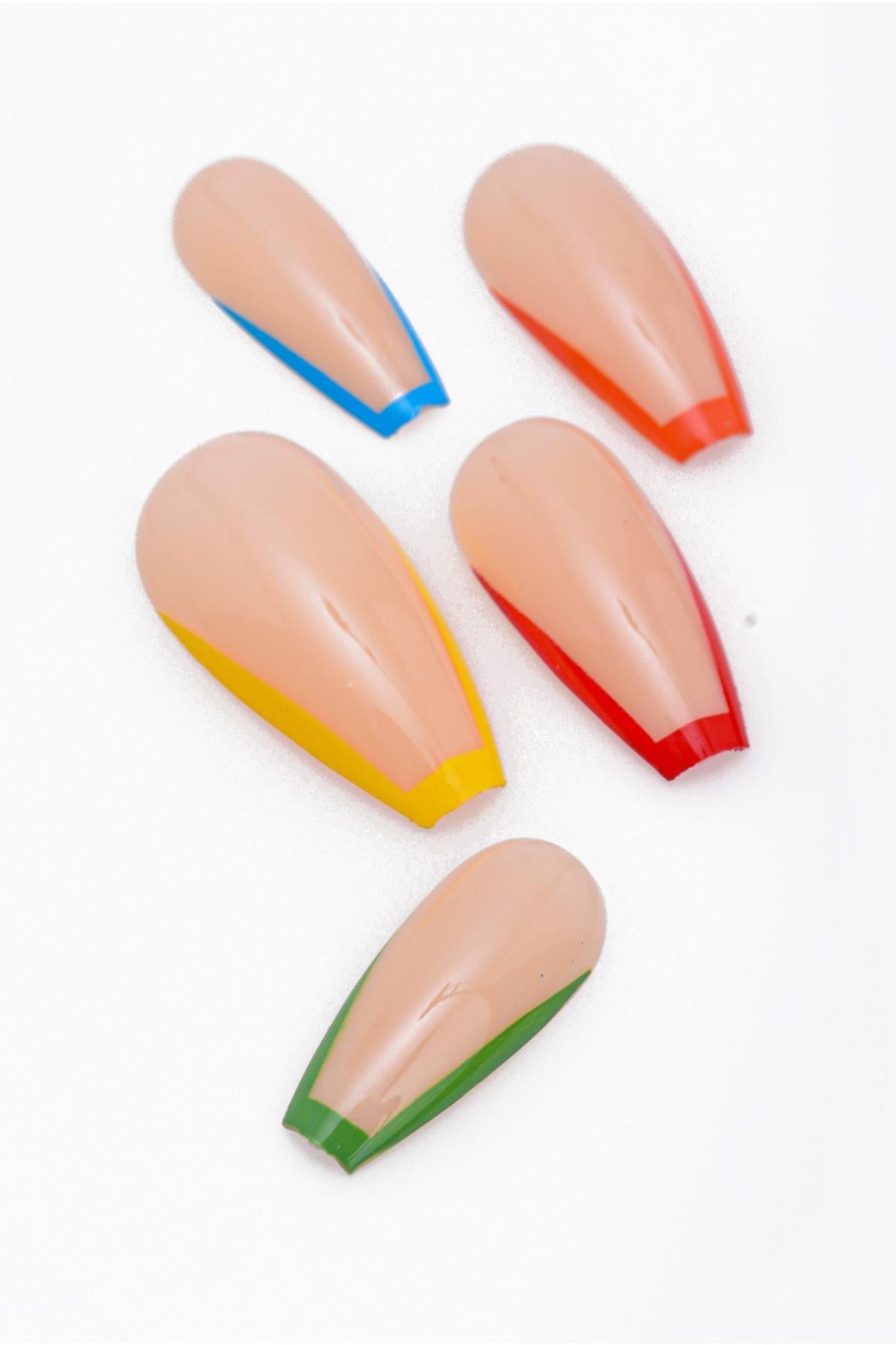 POP Beauty-Desenli Takma Tırnak & Zararsız Yapıştırıcı-Takma Tırnak ve Aksesuarları-2-Milagron.com