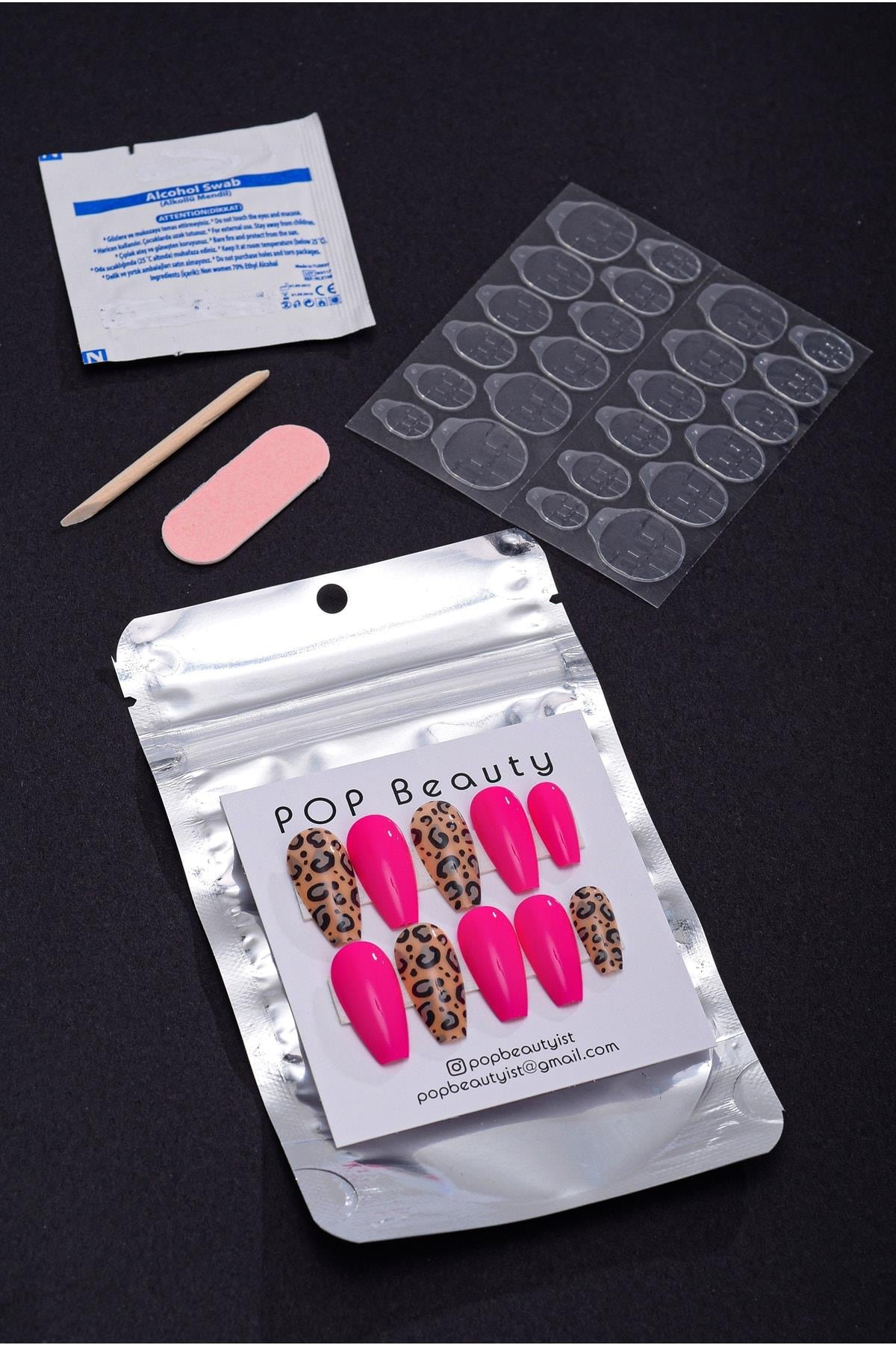 POP Beauty-Desenli Takma Tırnak & Zararsız Yapıştırıcı-Takma Tırnak ve Aksesuarları-4-Milagron.com