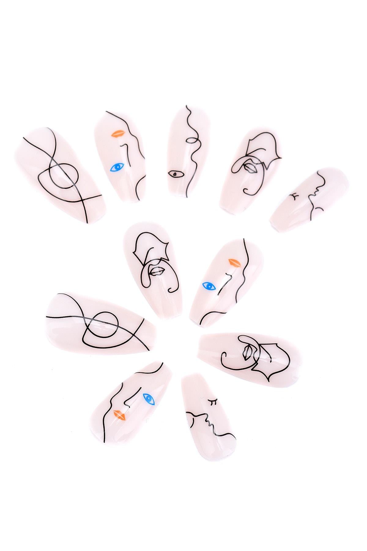 POP Beauty-Kadın Beyaz Takma Tırnak Seti-Takma Tırnak ve Aksesuarları-1-Milagron.com