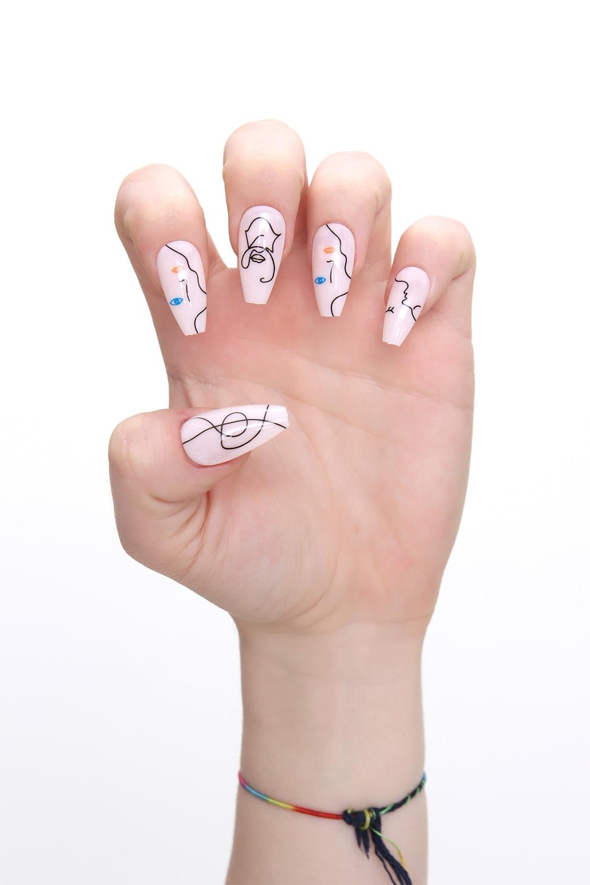 POP Beauty-Kadın Beyaz Takma Tırnak Seti-Takma Tırnak ve Aksesuarları-3-Milagron.com