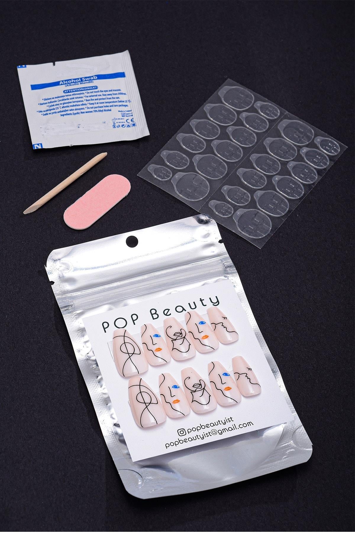 POP Beauty-Kadın Beyaz Takma Tırnak Seti-Takma Tırnak ve Aksesuarları-4-Milagron.com