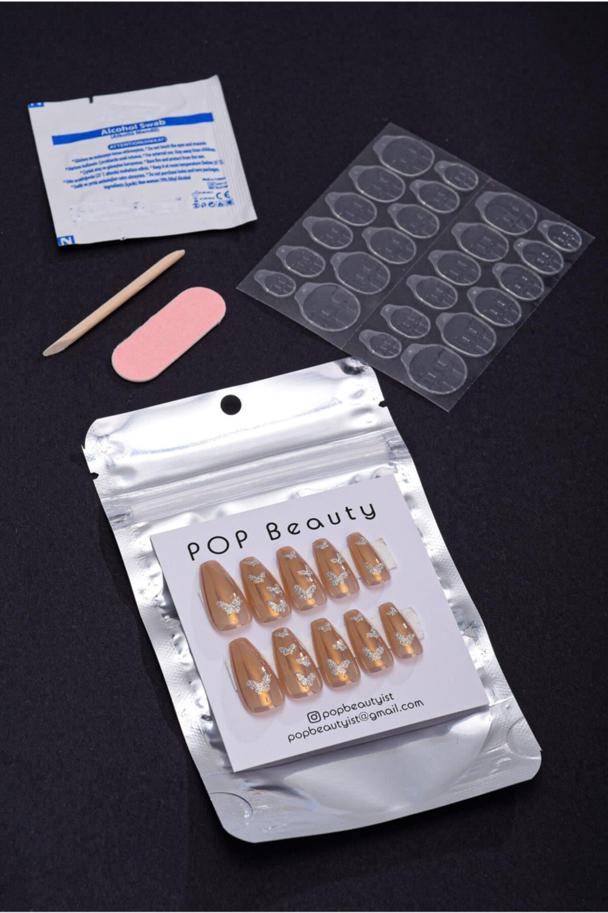 POP Beauty-Kadın Desenli Takma Tırnak Zararsız Yapıştırıcı-Takma Tırnak ve Aksesuarları-4-Milagron.com