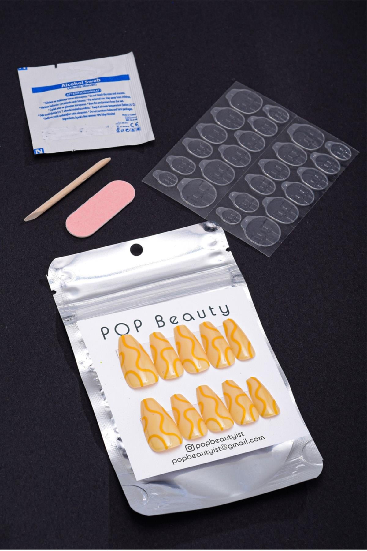 POP Beauty-Kadın Takma Tırnak Seti Zararsız Yapıştırıcı-Takma Tırnak ve Aksesuarları-4-Milagron.com