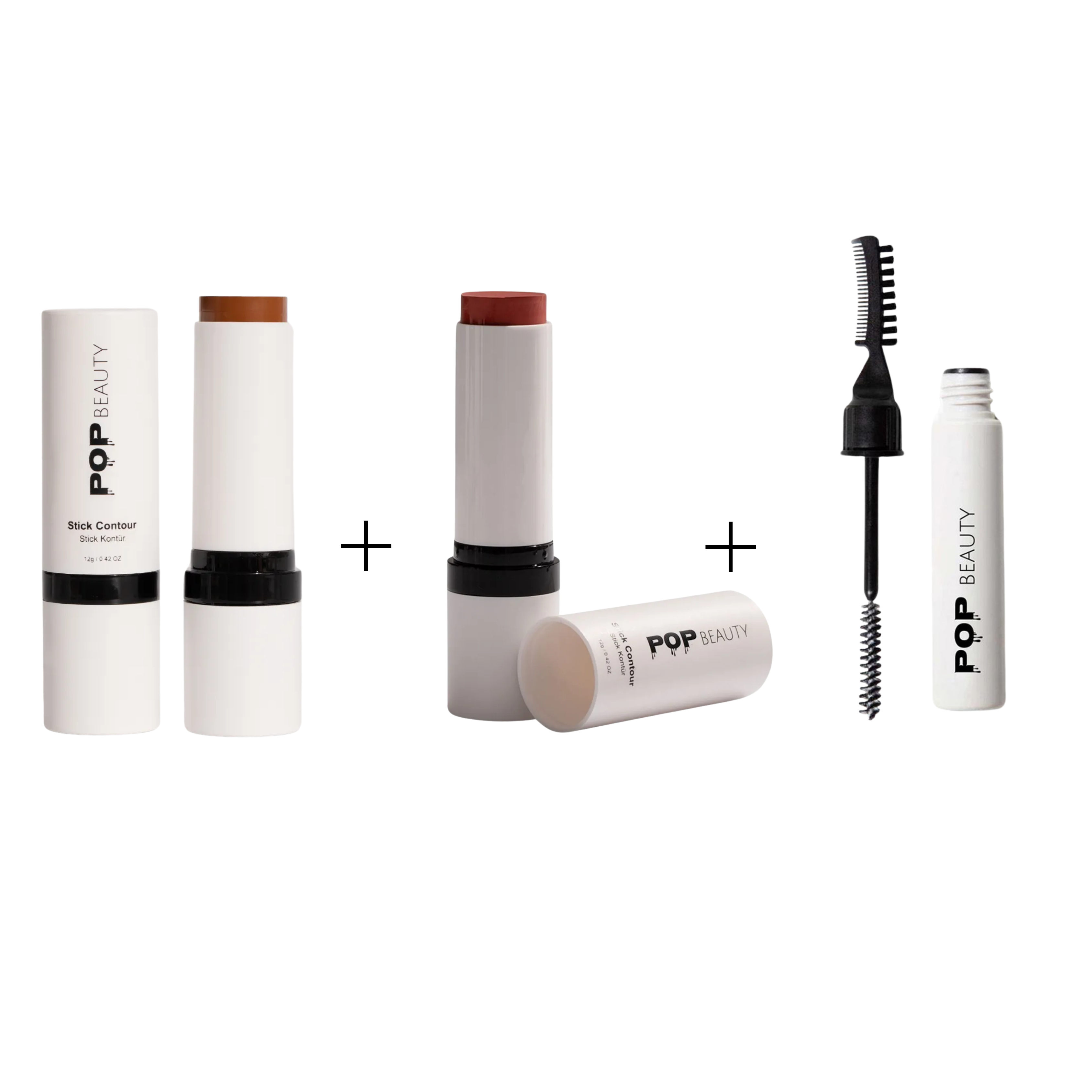 POP Beauty-Kaş Sabitleyici - Stick Allık - Stick Kontür 3'ü Bir Arada Set-Makyaj Seti-1-Milagron.com
