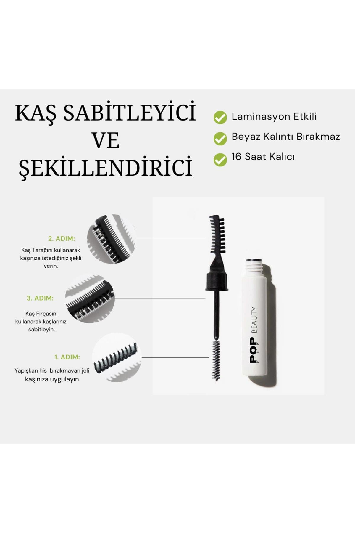 POP Beauty-Kaş Sabitleyici Ve Şekillendirici Kaş Fırçası Tarağı Ve Sabitleyici Jel Laminasyon Etkili-Kaş Fırçası-2-Milagron.com
