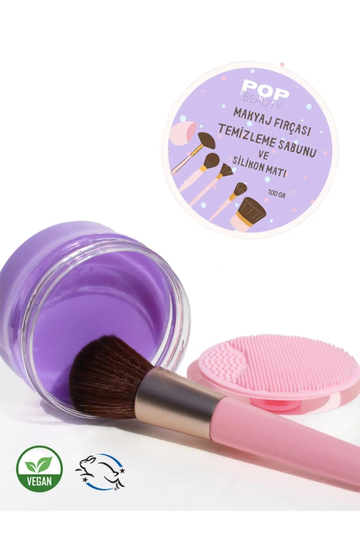 POP Beauty-Makyaj Fırçası Temizleme Sabunu Ve Katlanabilir Kurutma Standı 2'si 1 Arada Set-Makyaj Temizleyici-2-Milagron.com