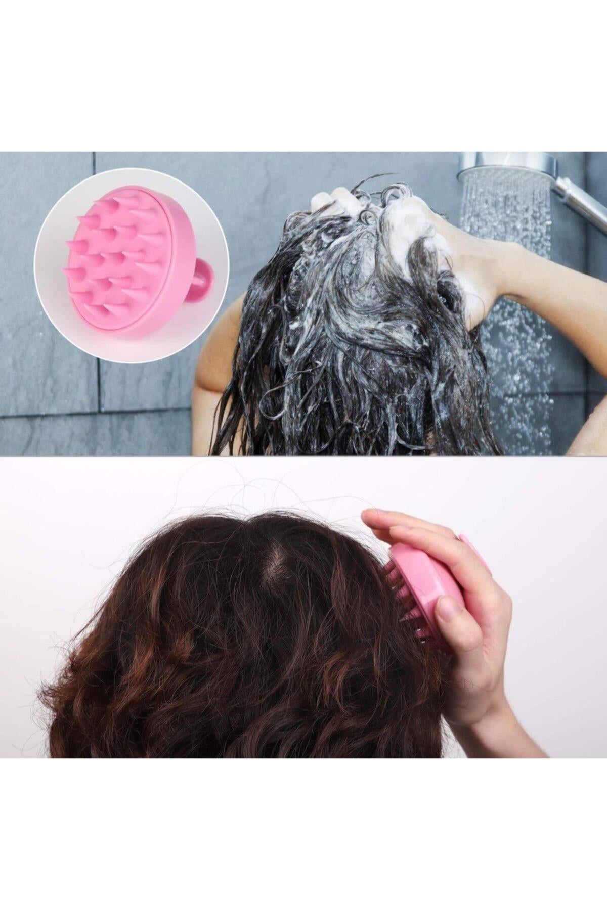 Pop Beauty Saç Bakım Fırçası, Saç Derisine Masaj Yapan Şampuan Tarağı, Duş Fırçası (Pembe) Popbeauty0002