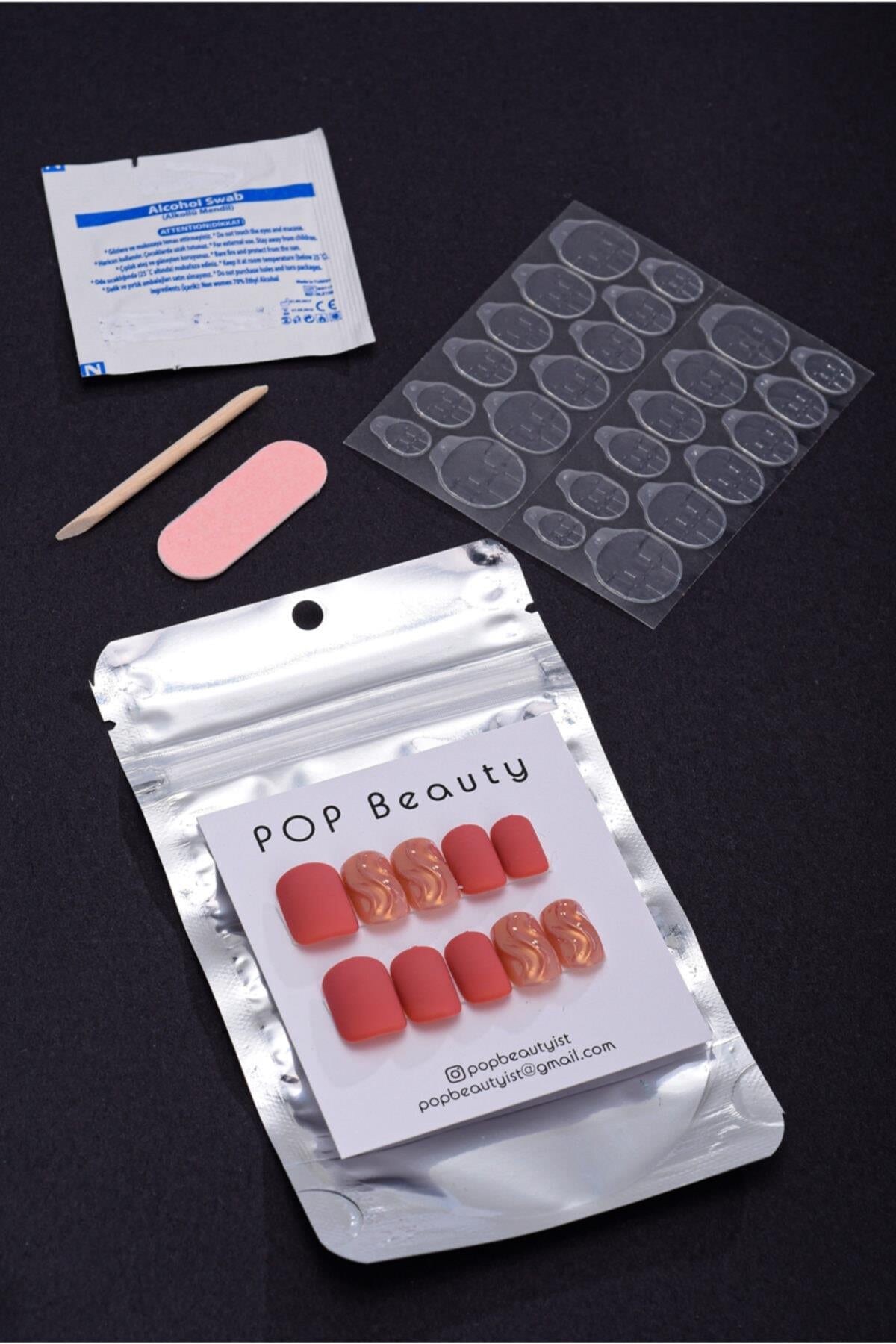 POP Beauty-Takma Tırnak Seti Ve Zararsız Yapıştırıcı-Takma Tırnak ve Aksesuarları-4-Milagron.com