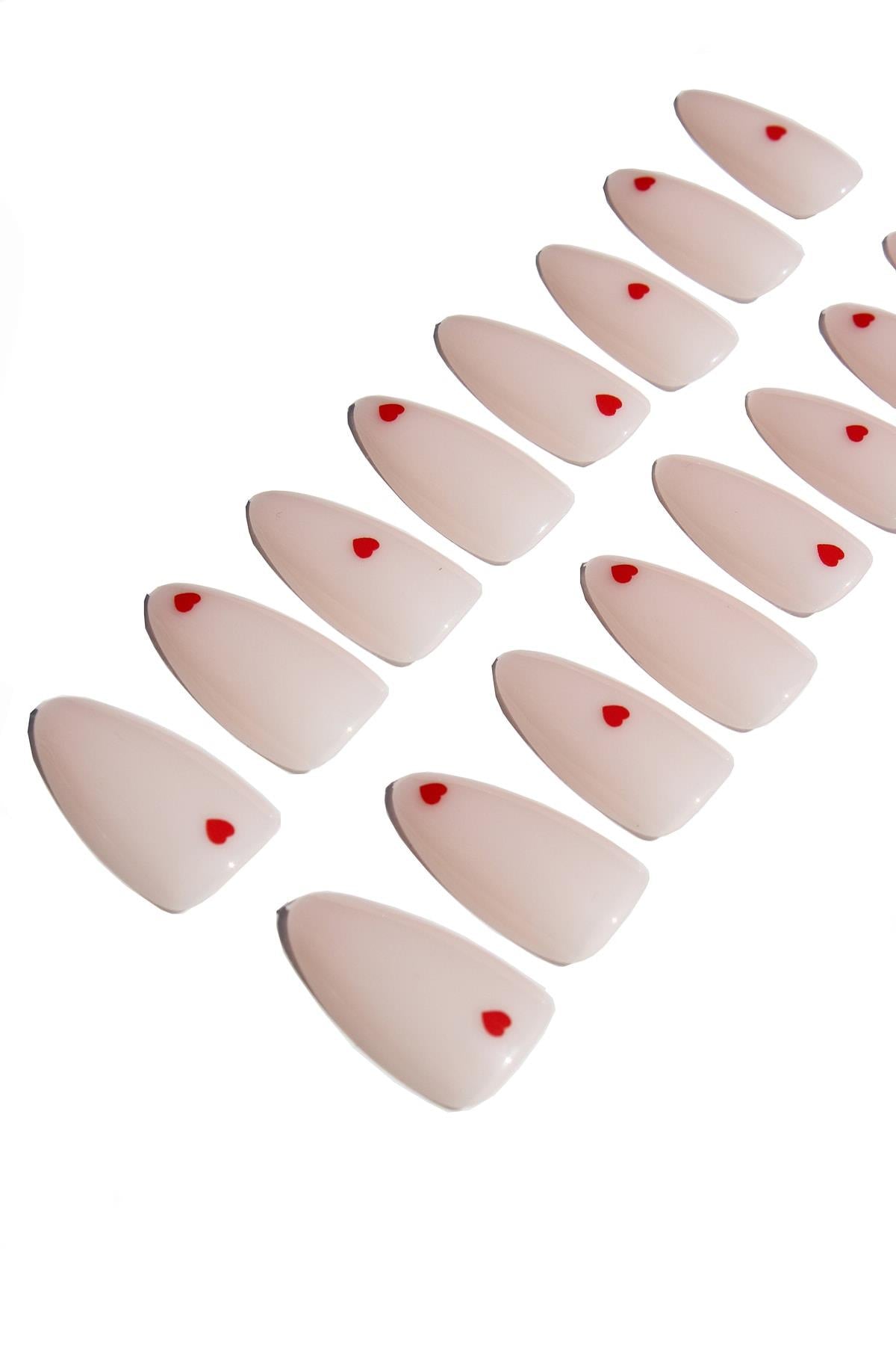 POP Beauty-Takma Tırnak Seti & Zararsız Yapıştırıcı-Badem-1-Milagron.com