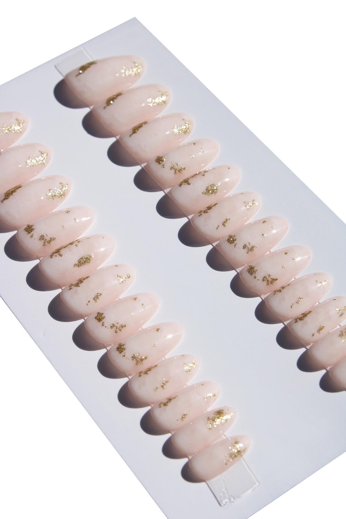 POP Beauty-Takma Tırnak Seti & Zararsız Yapıştırıcı-Badem-1-Milagron.com