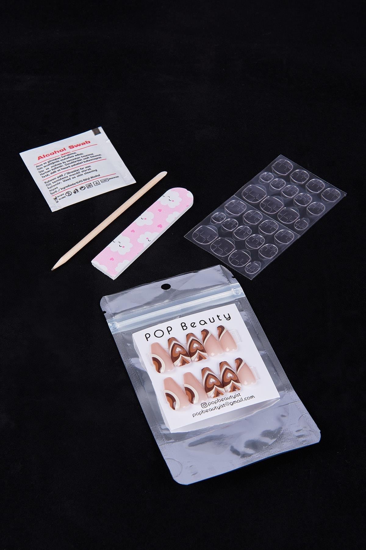 POP Beauty-Takma Tırnak Seti & Zararsız Yapıştırıcı-Takma Tırnak ve Aksesuarları-4-Milagron.com