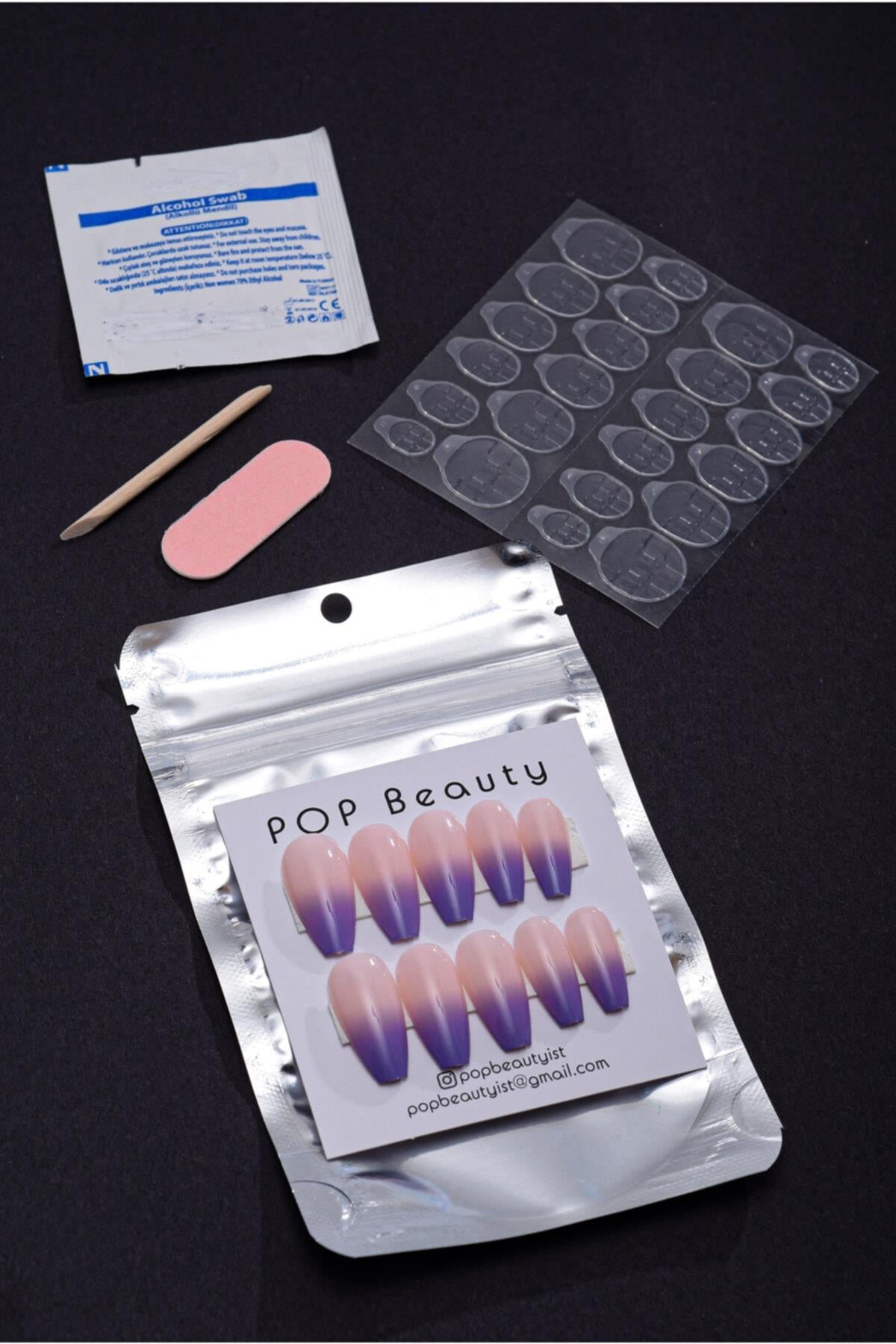 POP Beauty-Takma Tırnak Seti & Zararsız Yapıştırıcı-Takma Tırnak ve Aksesuarları-4-Milagron.com