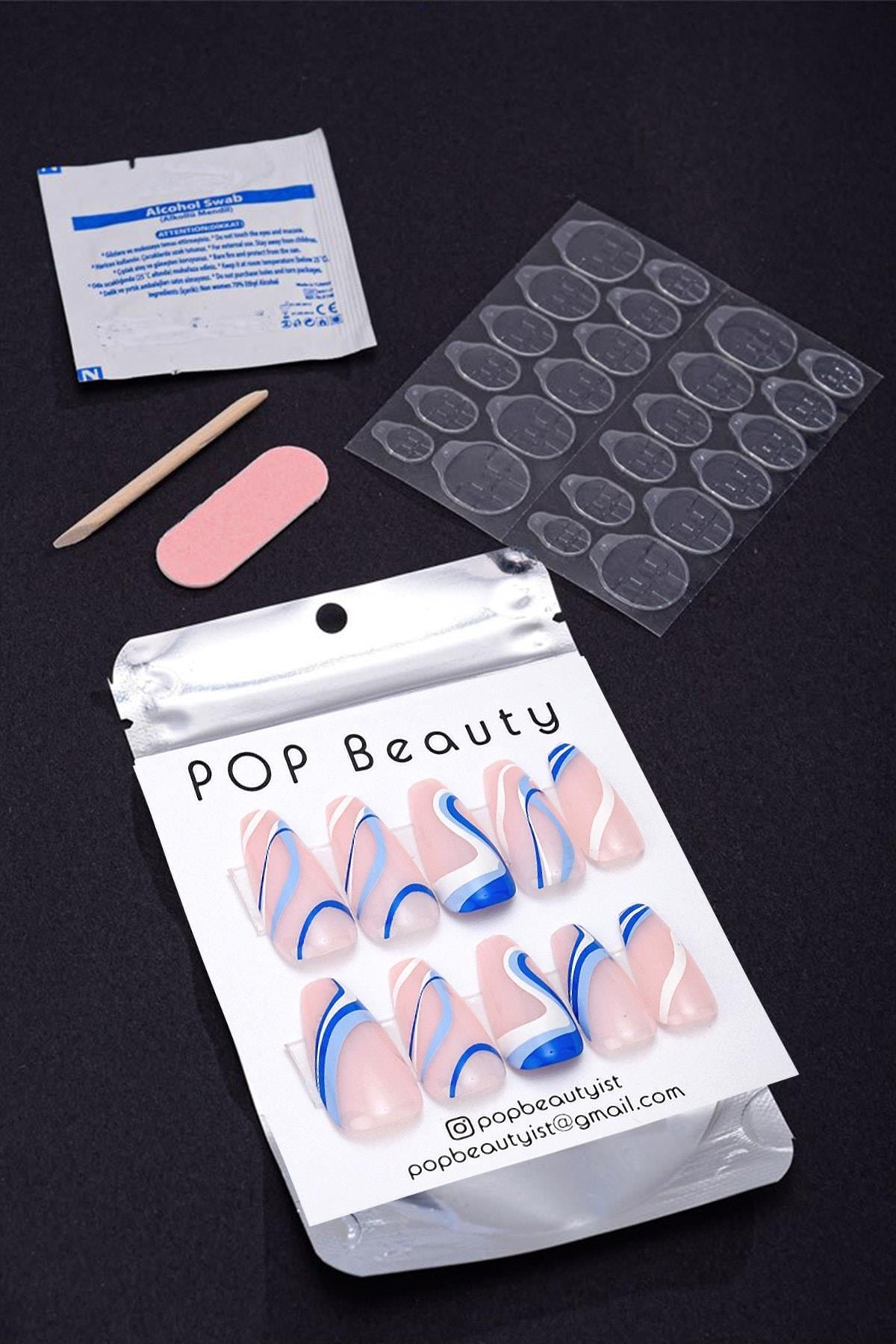 POP Beauty-Takma Tırnak Seti & Zararsız Yapıştırıcı-Takma Tırnak ve Aksesuarları-4-Milagron.com