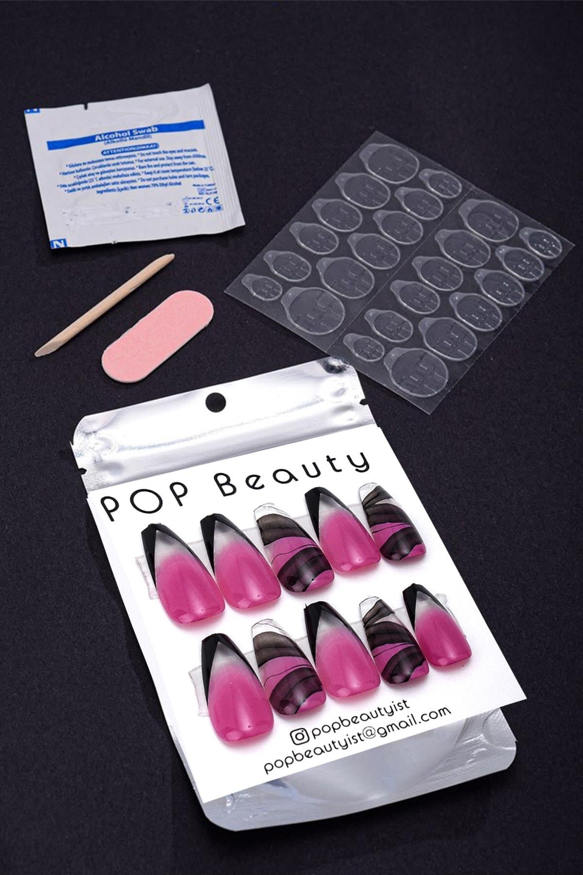 POP Beauty-Takma Tırnak Seti Zararsız Yapıştırıcı-Takma Tırnak ve Aksesuarları-4-Milagron.com