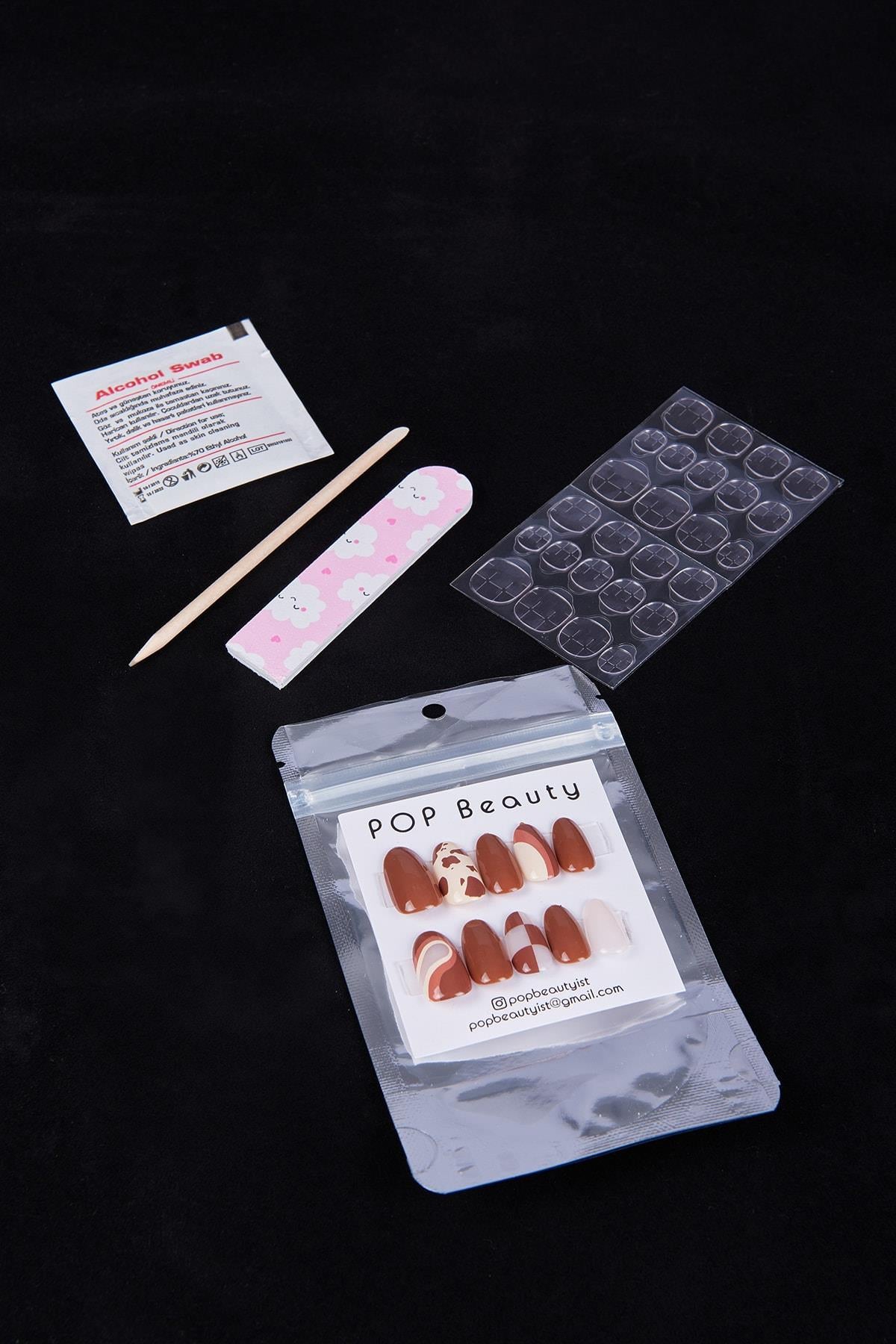 POP Beauty-Takma Tırnak Seti & Zararsız Yapıştırıcı-Takma Tırnak ve Aksesuarları-4-Milagron.com