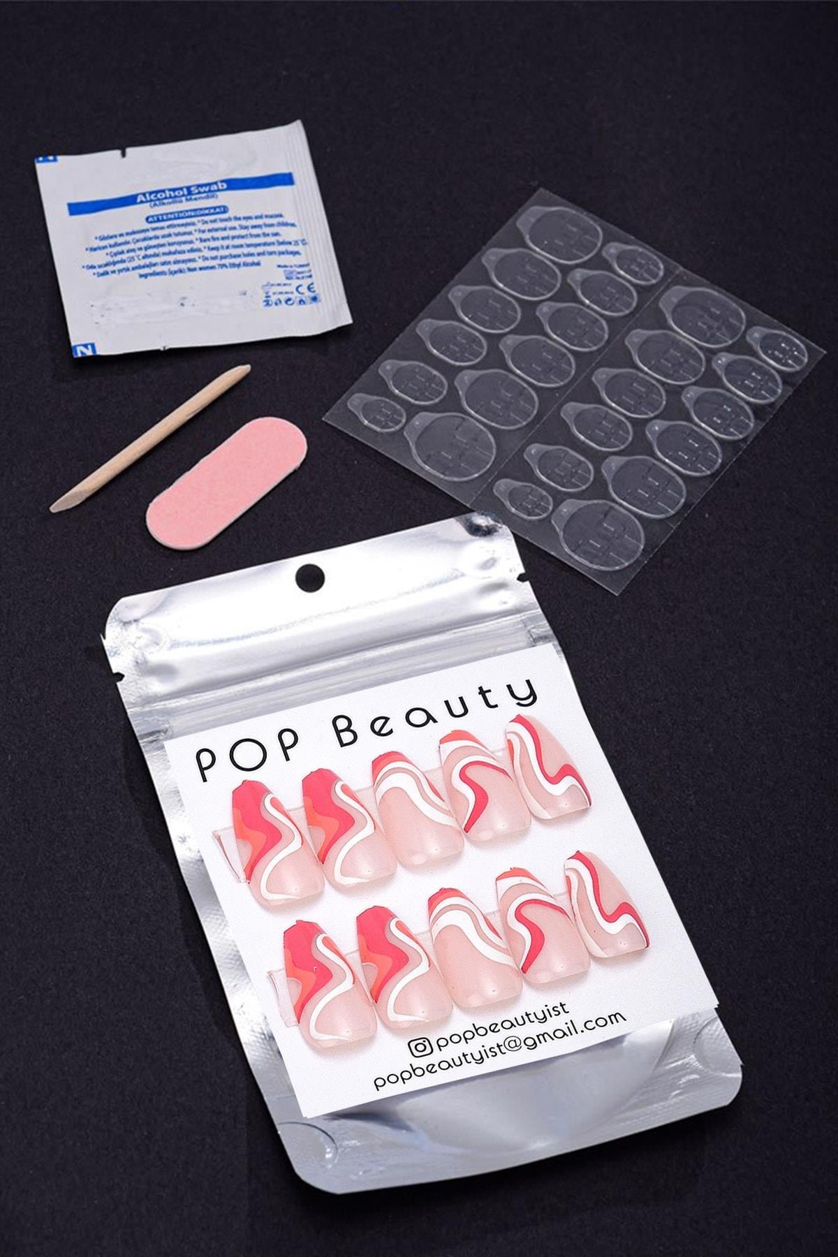 POP Beauty-Takma Tırnak Seti & Zararsız Yapıştırıcı-Takma Tırnak ve Aksesuarları-4-Milagron.com