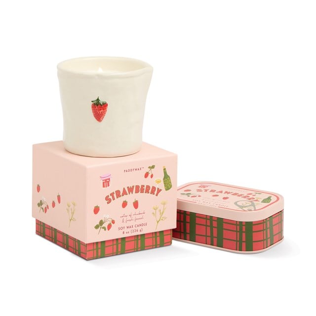 Paddywax Bistro Strawberry Printed Tin Candle - Rhubard & Fennel 127 Gr Mum