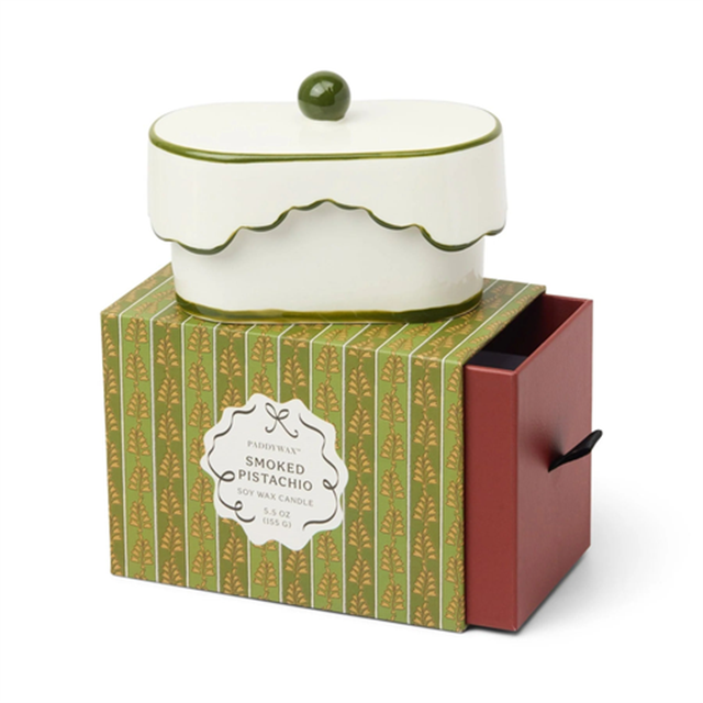 Paddywax Cherie Kutulu Seramik Kapaklı Mum Smoked Pistachio Green 155 Gr.