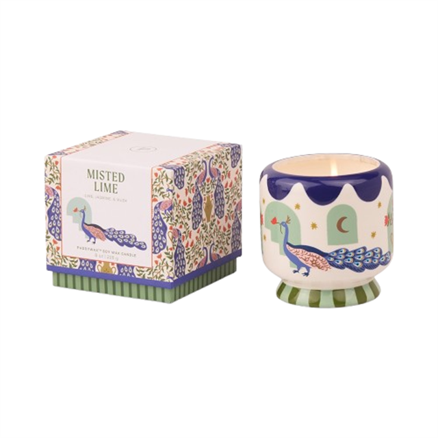 Paddywax A Dopo Luxury Artisan El Boyaması 226G Mum - Peacock - Misted Lime