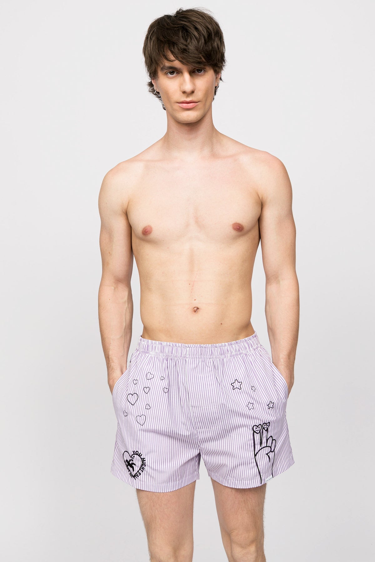 Paul Kenzie-Chill Space Collection Nakışlı Erkek Ev Şort Lilac-Boxer-4-Milagron.com