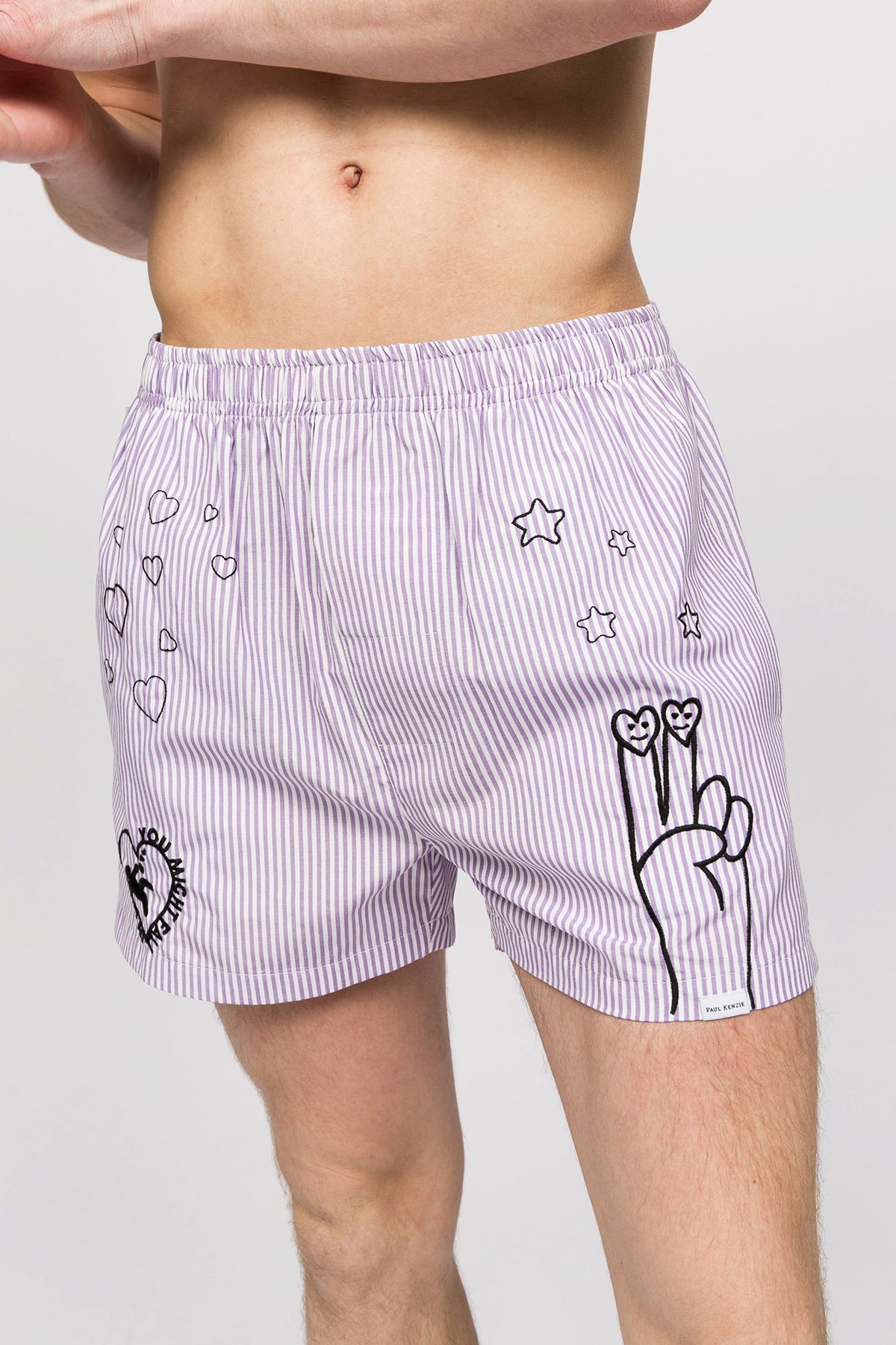Paul Kenzie-Chill Space Collection Nakışlı Erkek Ev Şort Lilac-Boxer-5-Milagron.com
