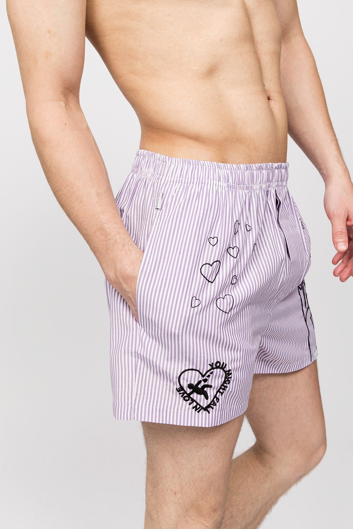 Paul Kenzie-Chill Space Collection Nakışlı Erkek Ev Şort Lilac-Boxer-7-Milagron.com