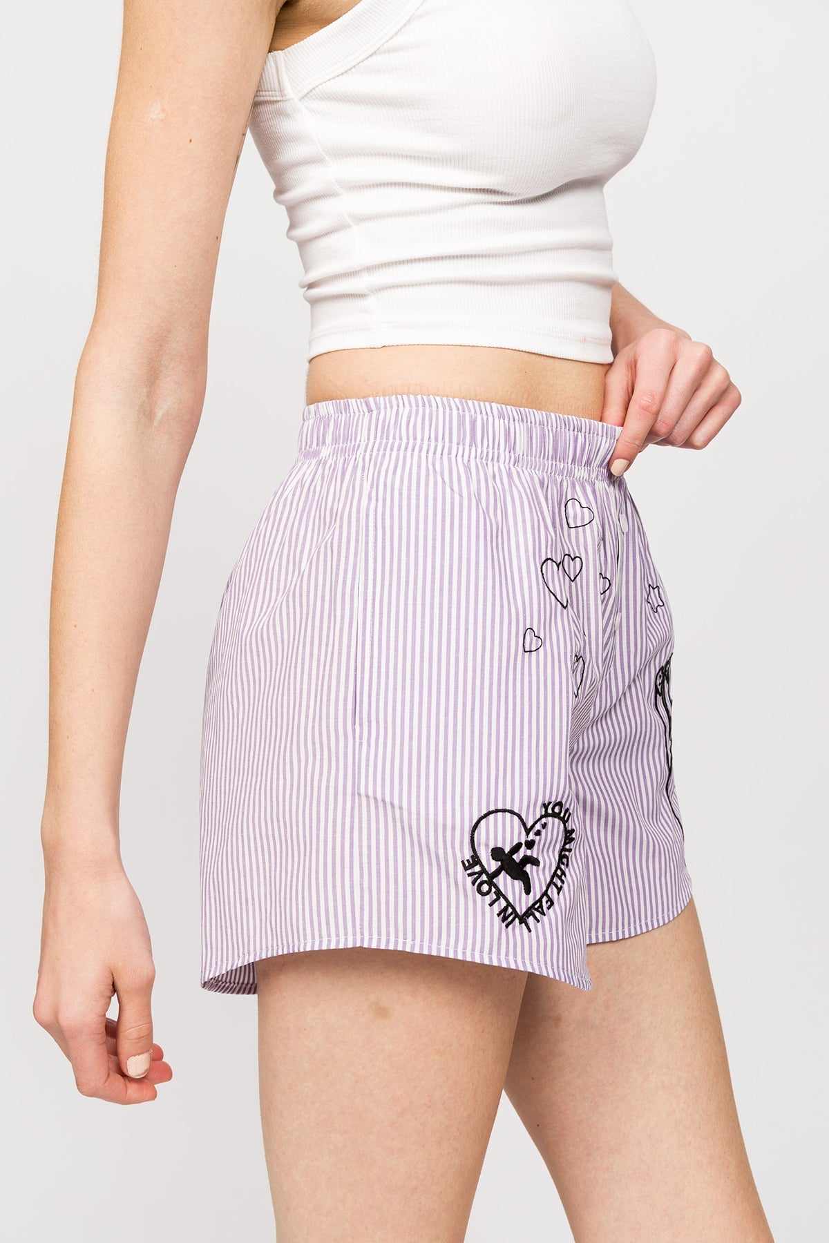 Paul Kenzie-Chill Space Collection Nakışlı Kadın Ev Şort Lilac-Boxer-4-Milagron.com