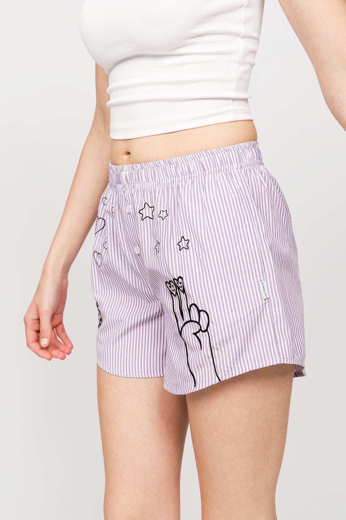 Paul Kenzie-Chill Space Collection Nakışlı Kadın Ev Şort Lilac-Boxer-5-Milagron.com