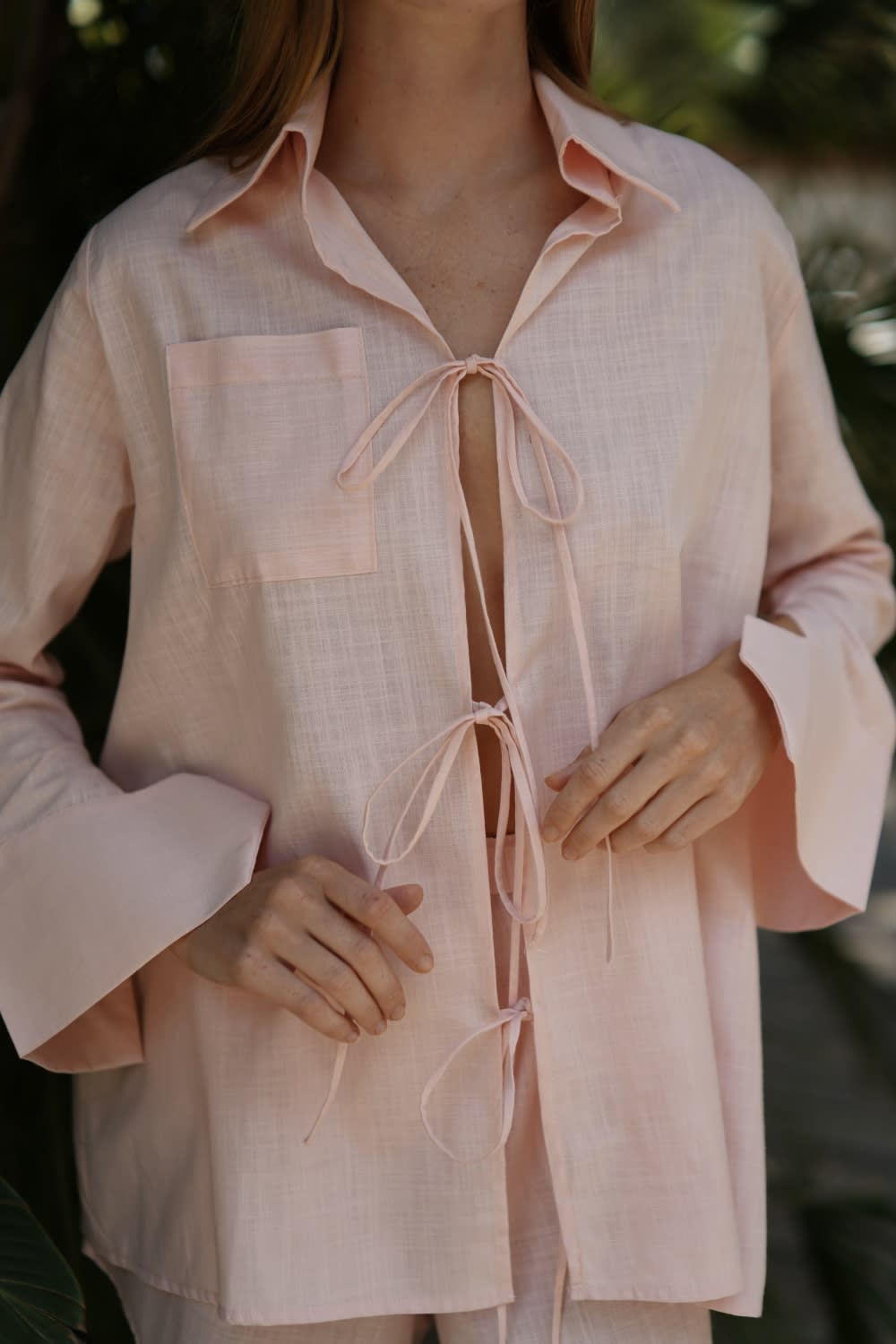 Pelia-Bella Pembe Keten - Pamuk Set (2 Parça)-Alt - Üst Takım-2-Milagron.com