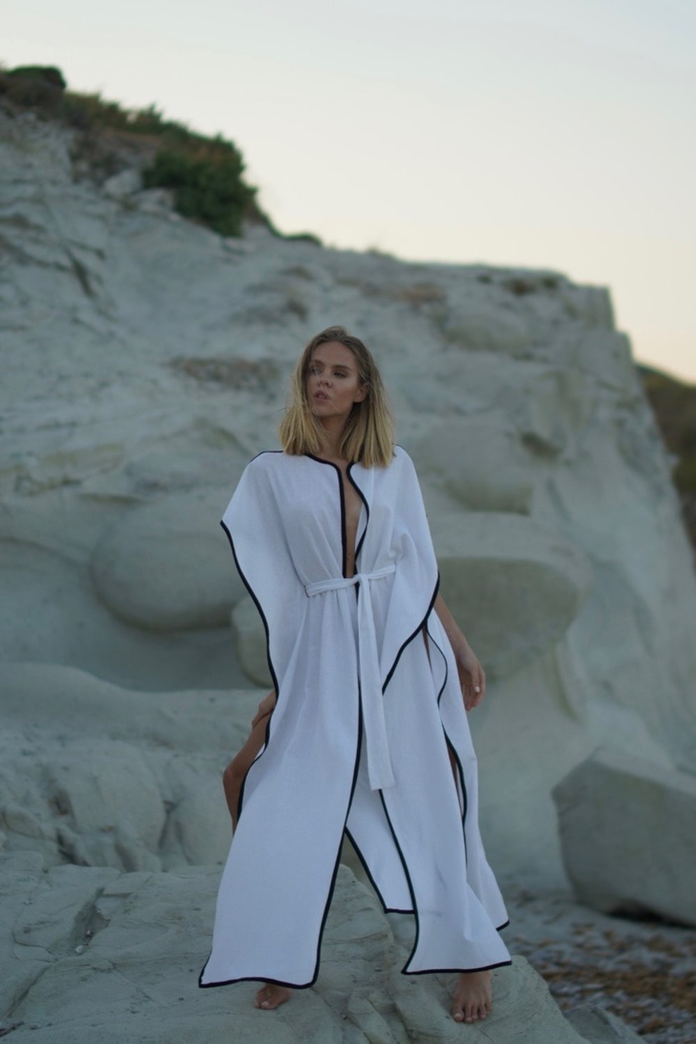 Pelia-Caroline Keten Kontrast Kimono-Elbise-2-Milagron.com