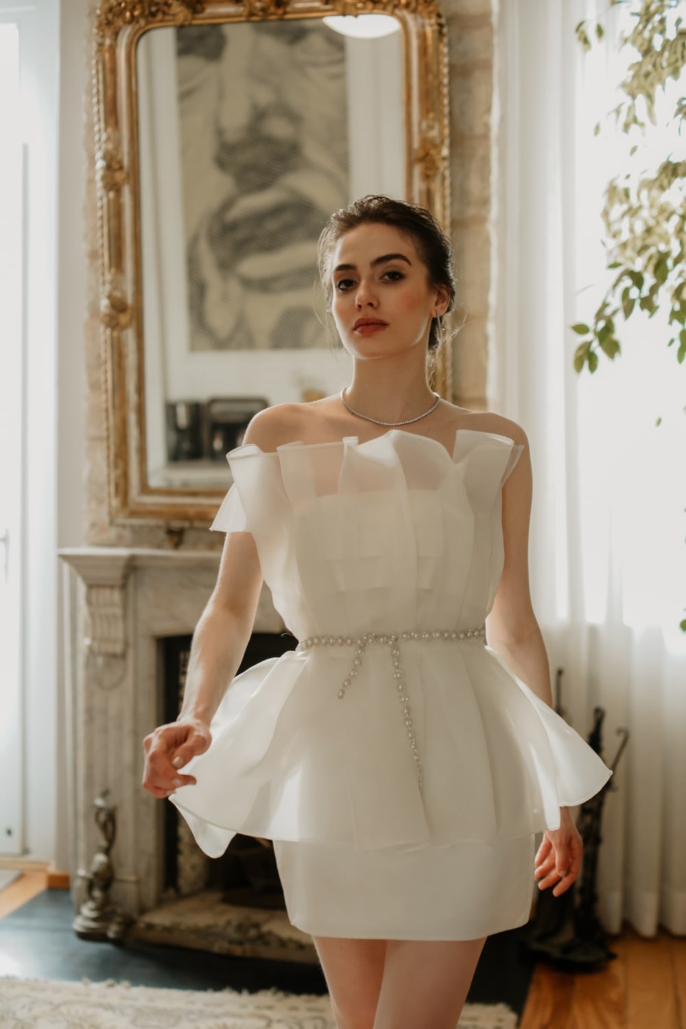Pelia-Emilia Beyaz Mini Elbise-Elbise-2-Milagron.com