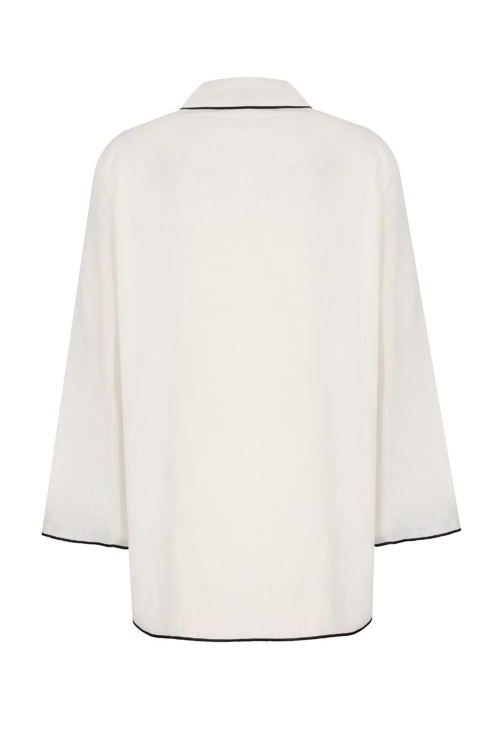 Gaia Bağlamalı Siyah Detaylı Beyaz Gömlek Elbise - 1