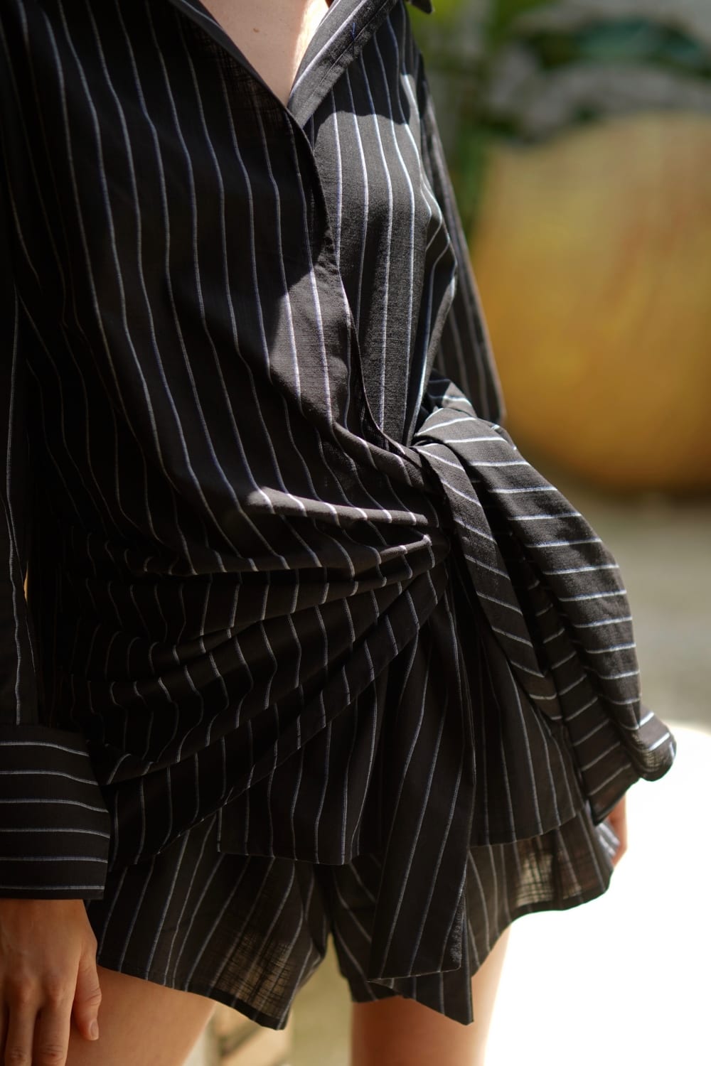 Pelia-Jessy Siyah Çizgili Gömlek Şort Takım-Alt - Üst Takım-4-Milagron.com