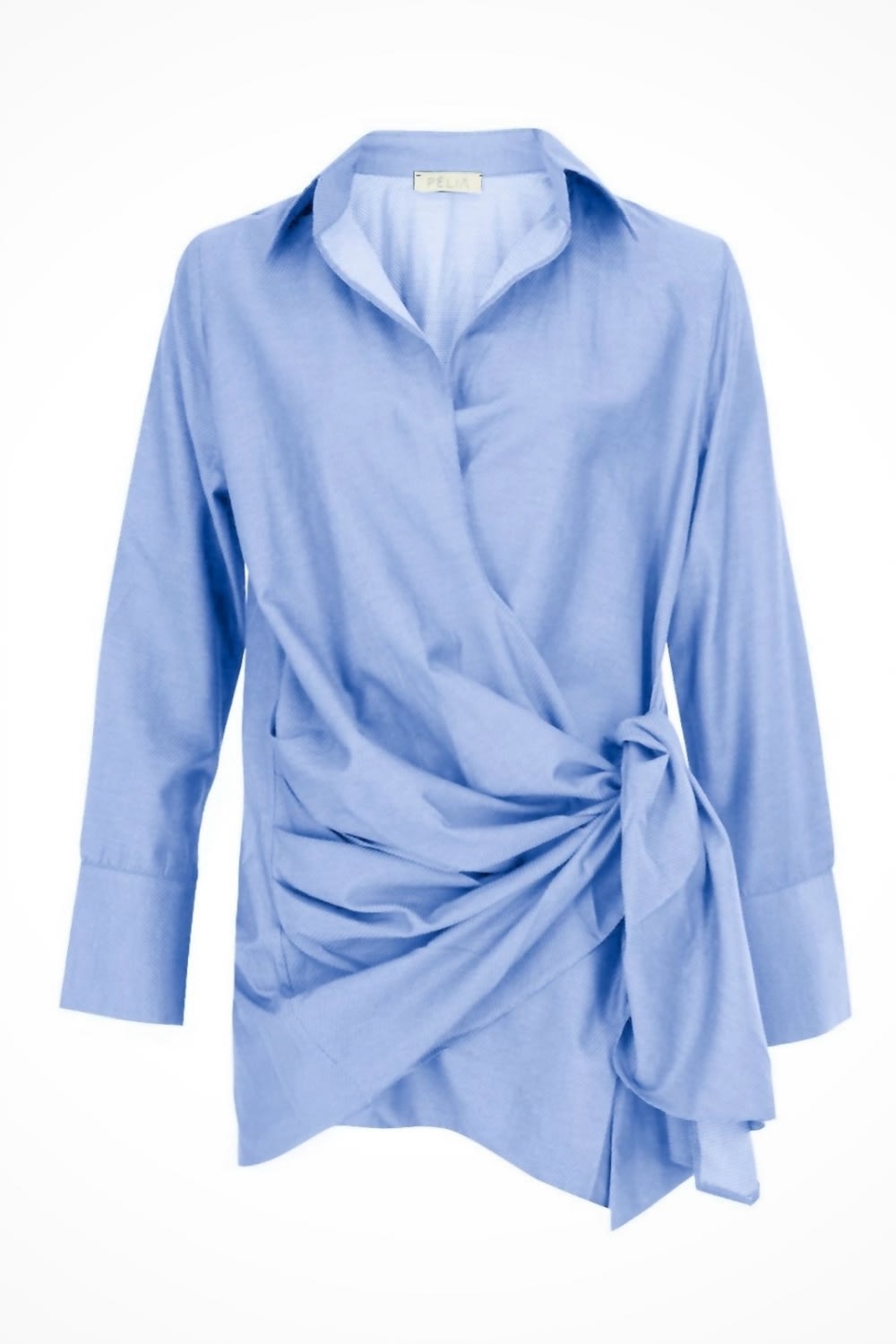 Pelia-Marley Oxford Mavi Pamuk Keten Gömlek Elbise-Elbise-3-Milagron.com