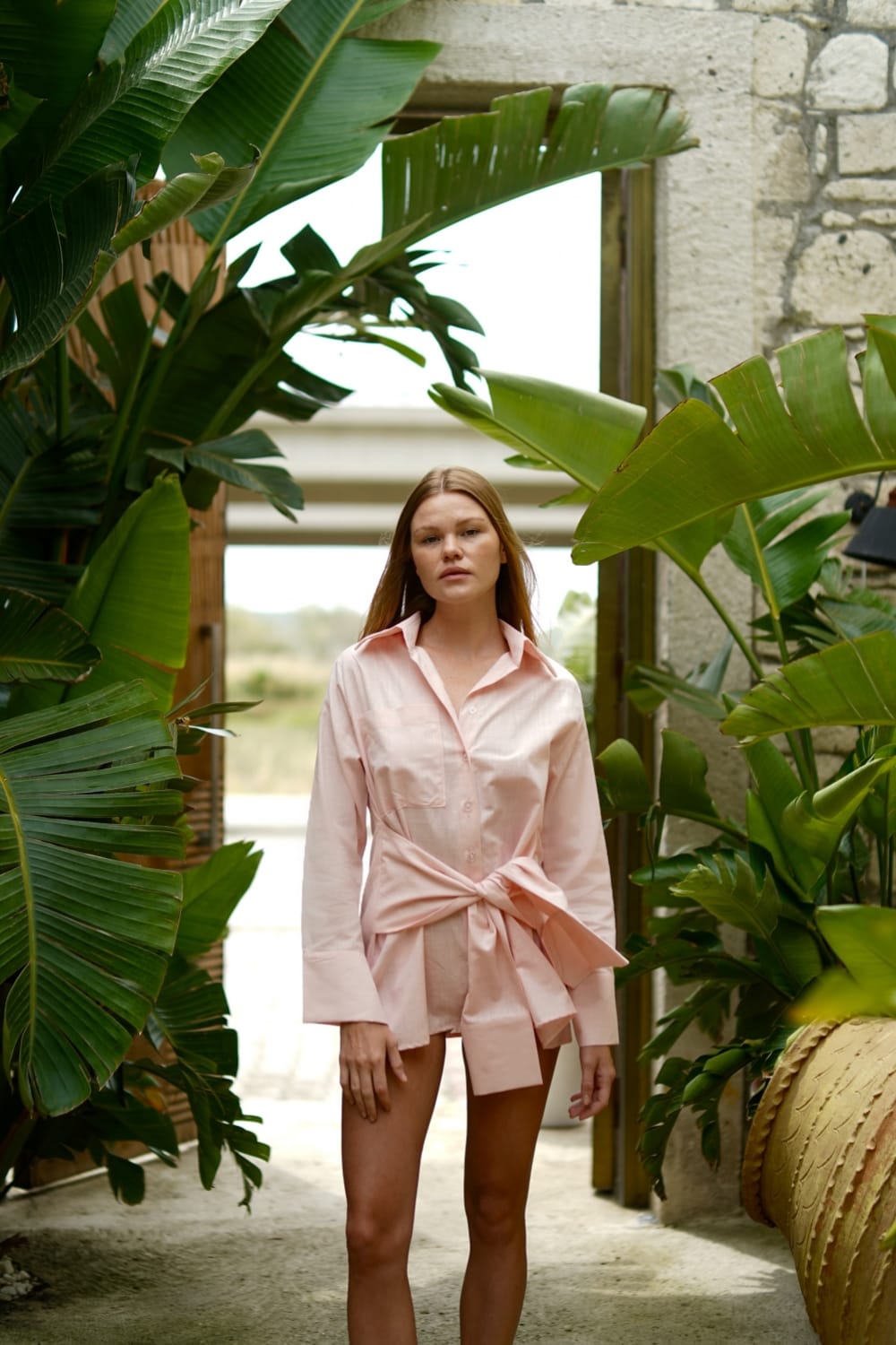 Pelia-Marlinda Pembe Mini Gömlek Elbise-Elbise-2-Milagron.com