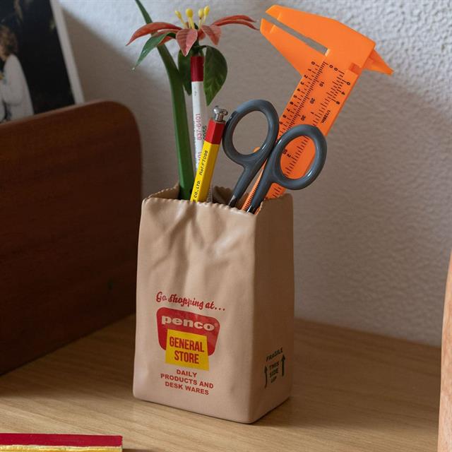 Penco-Hightide Penco Brown Bag Pen Stand Seramik Kalemlik-Organizer-2-Milagron.com