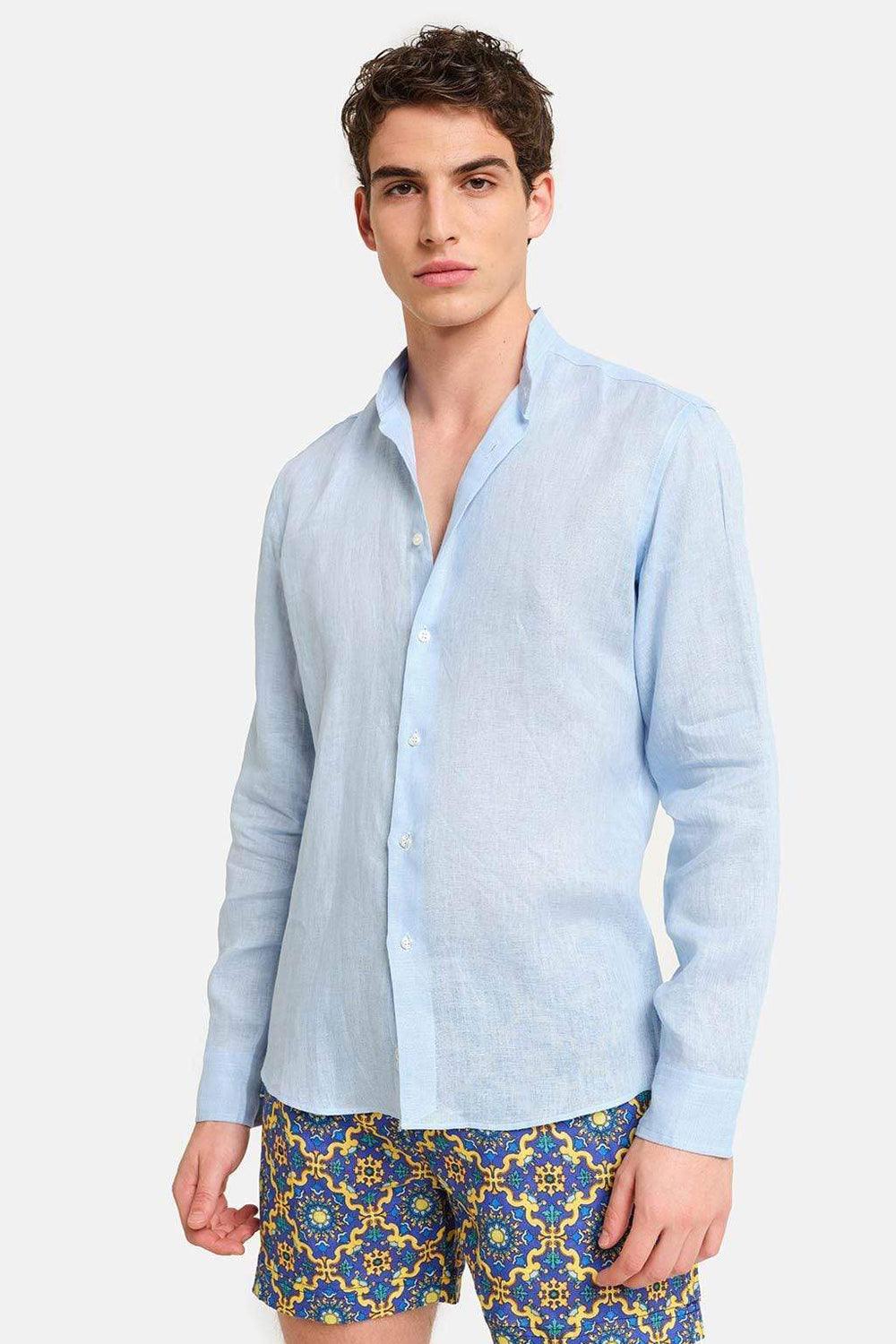 Peninsula-Art Linen Shirt Italian Collar Budelli-Gömlek-1-Milagron.com