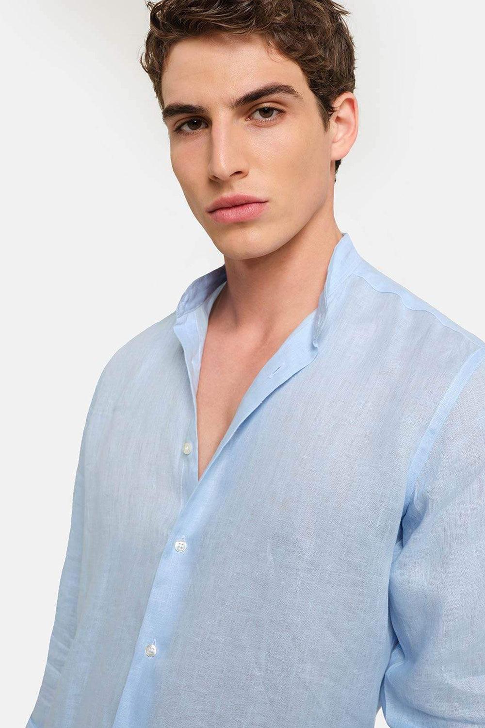 Peninsula-Art Linen Shirt Italian Collar Budelli-Gömlek-3-Milagron.com