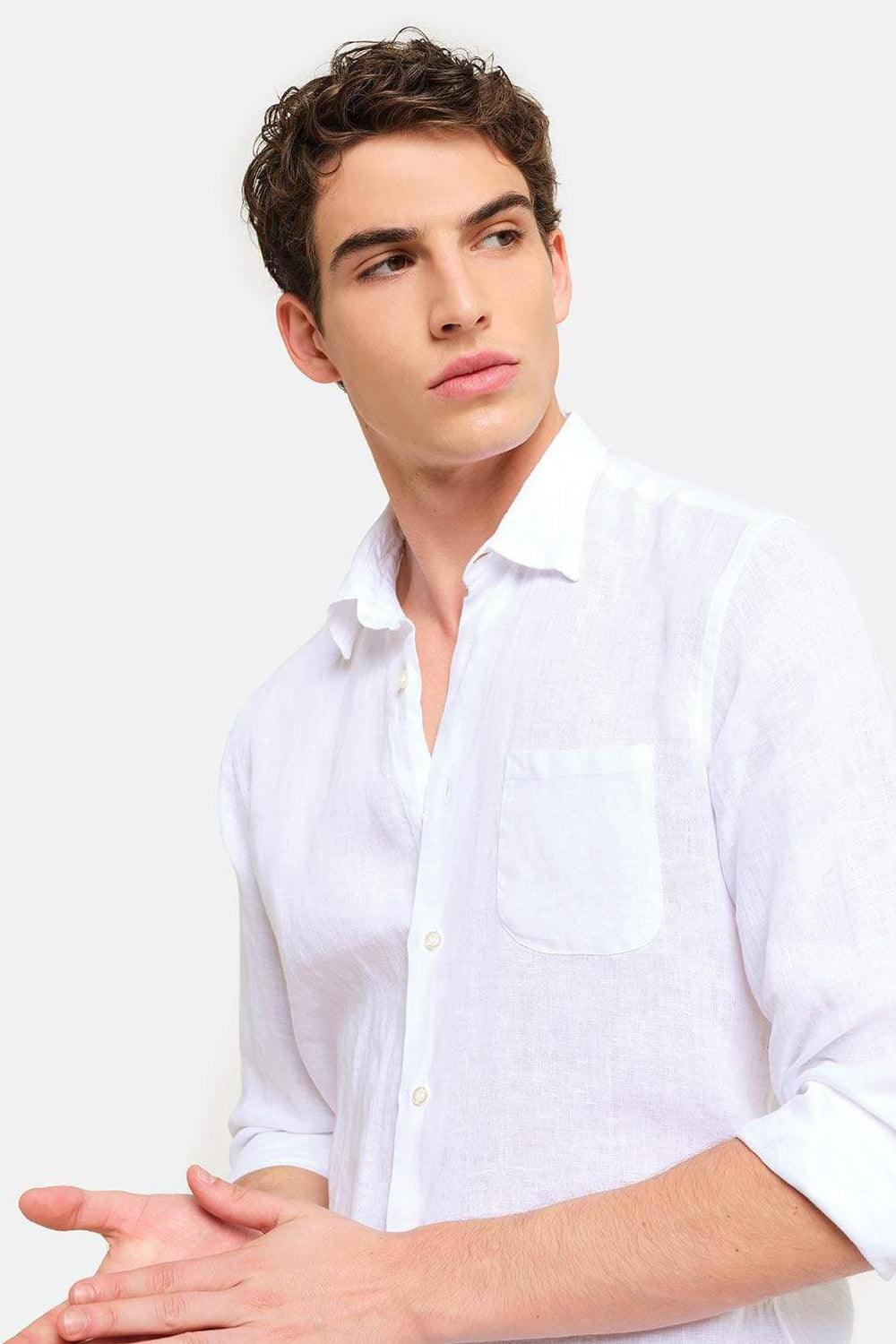 Peninsula-Art Linen Shirt Italian Collar Spiaggia Bianca-Gömlek-1-Milagron.com