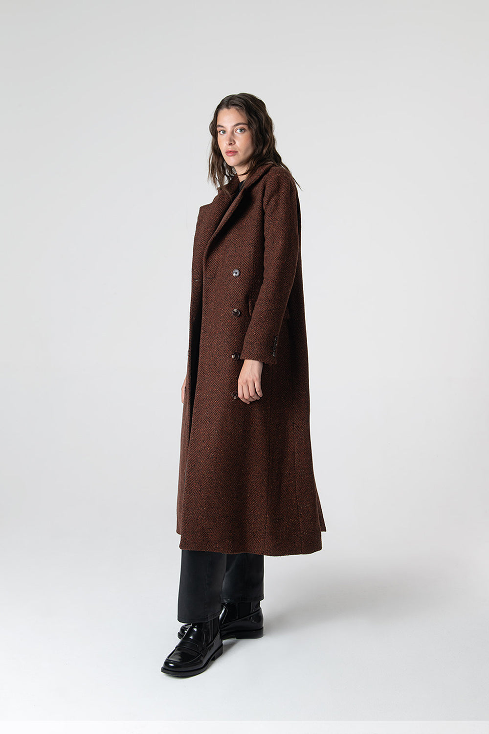 Peploum-Adele Herringbone Coat-Kaban-1-Milagron.com