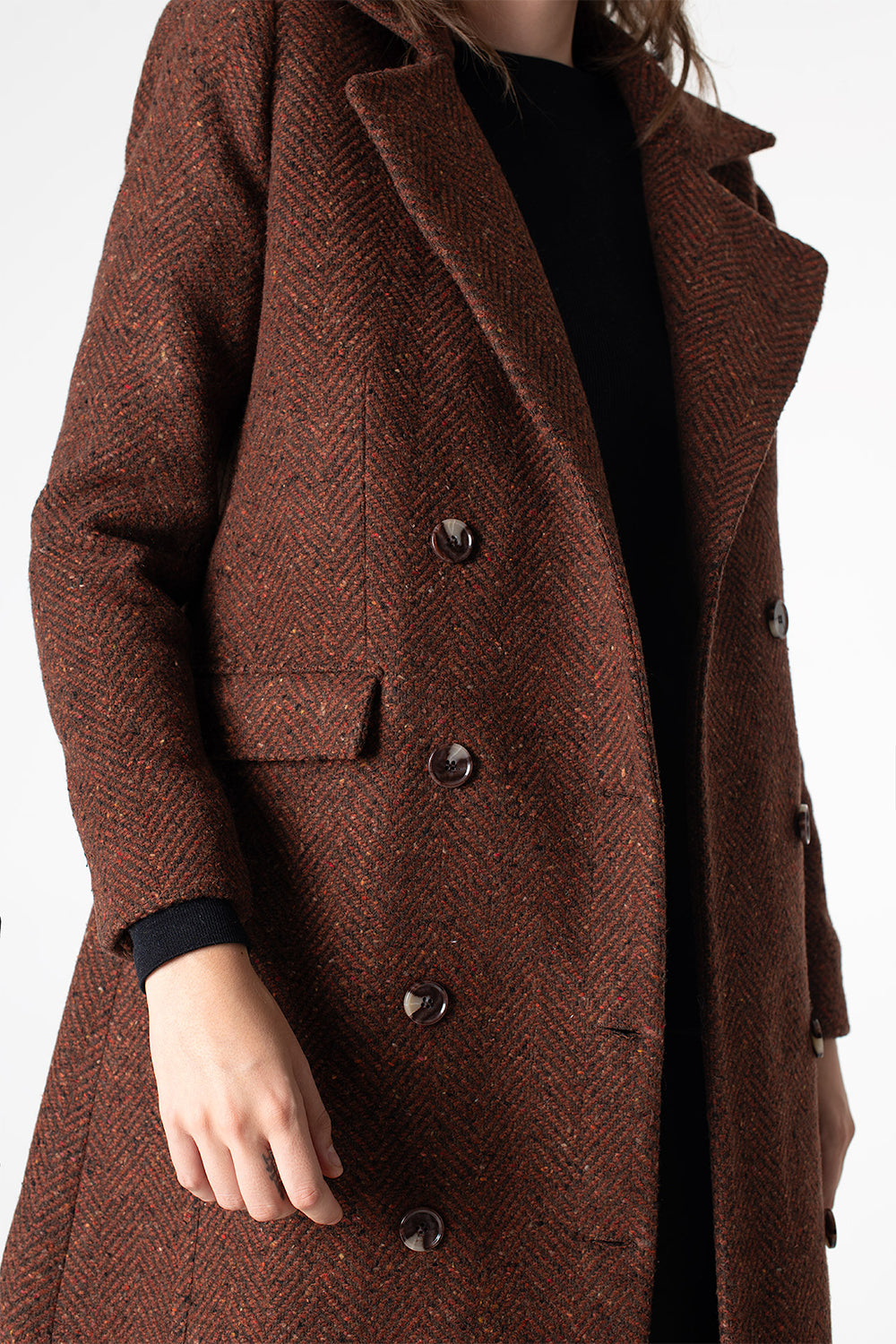Peploum-Adele Herringbone Coat-Kaban-2-Milagron.com