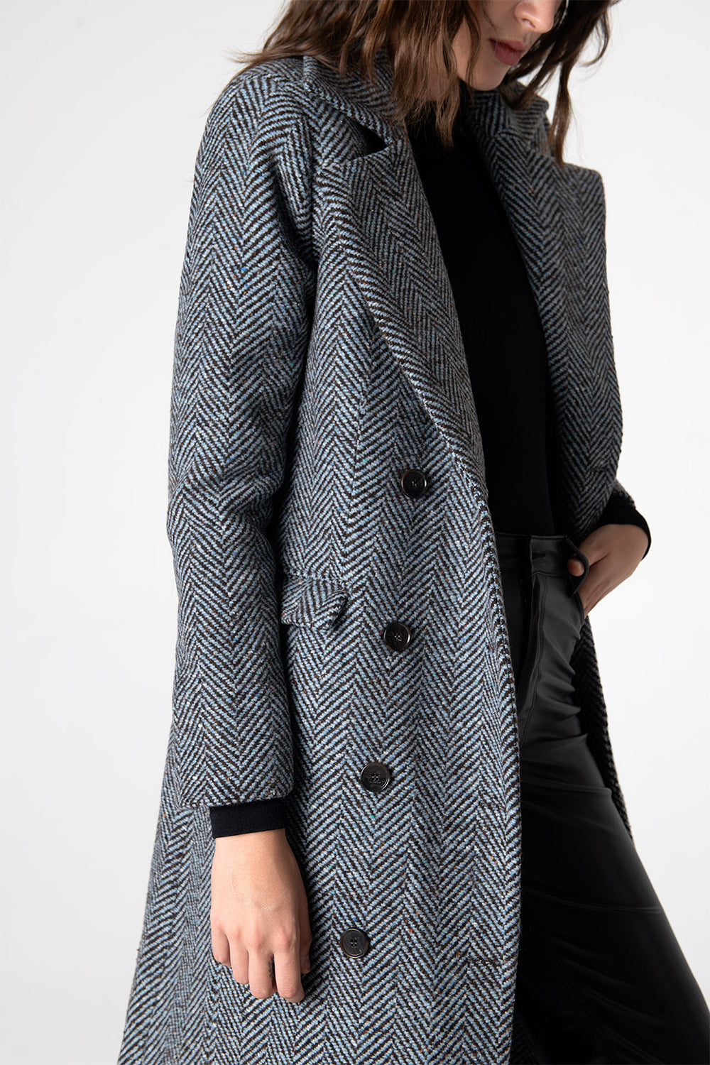 Peploum-Adele Herringbone Coat-Kaban-3-Milagron.com