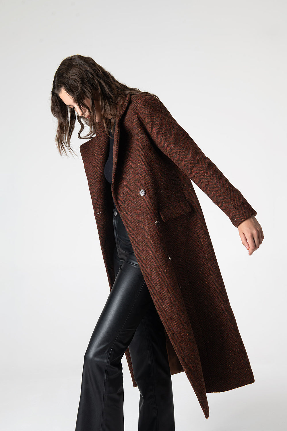 Peploum-Adele Herringbone Coat-Kaban-3-Milagron.com
