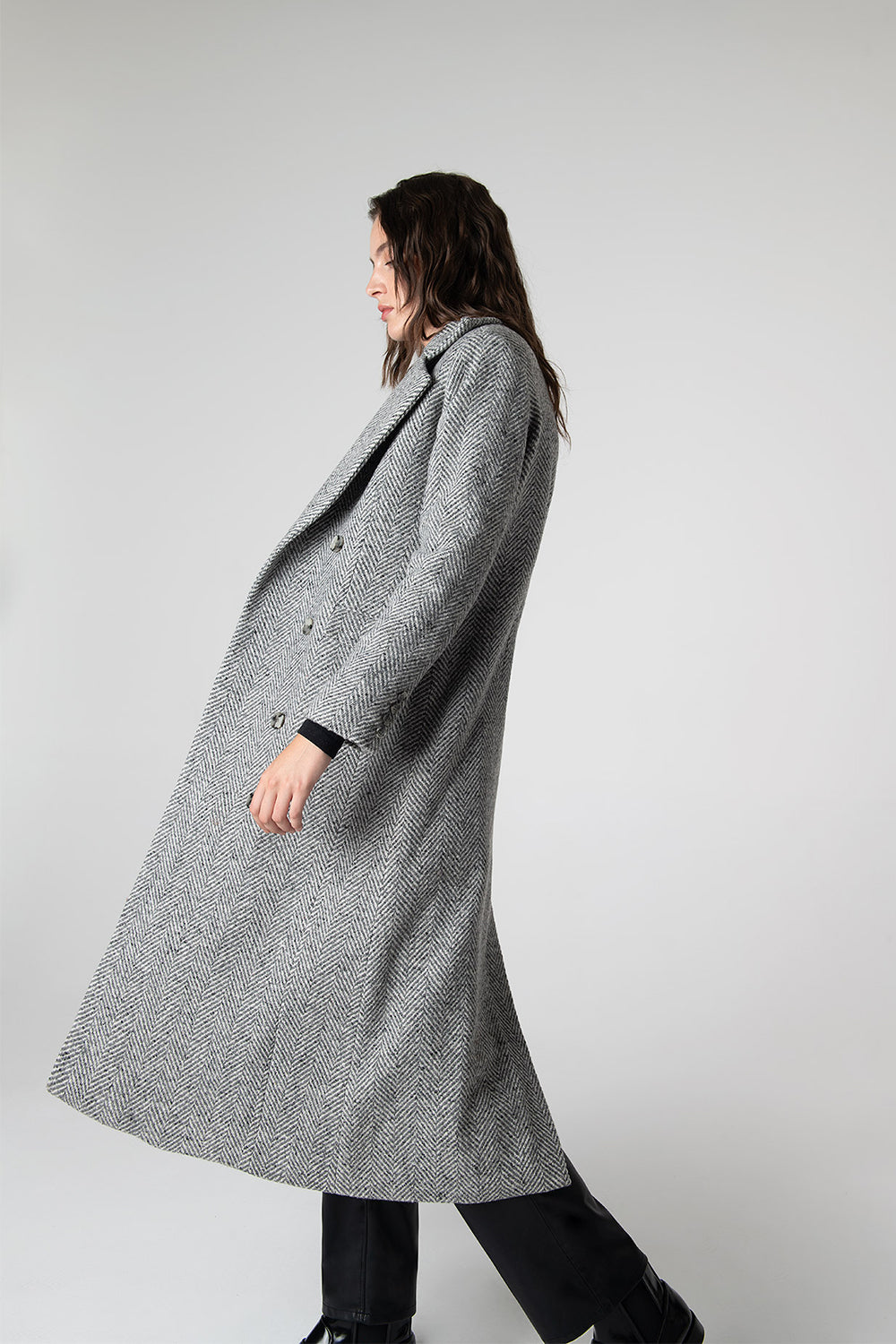 Peploum-Adele Herringbone Coat-Kaban-3-Milagron.com