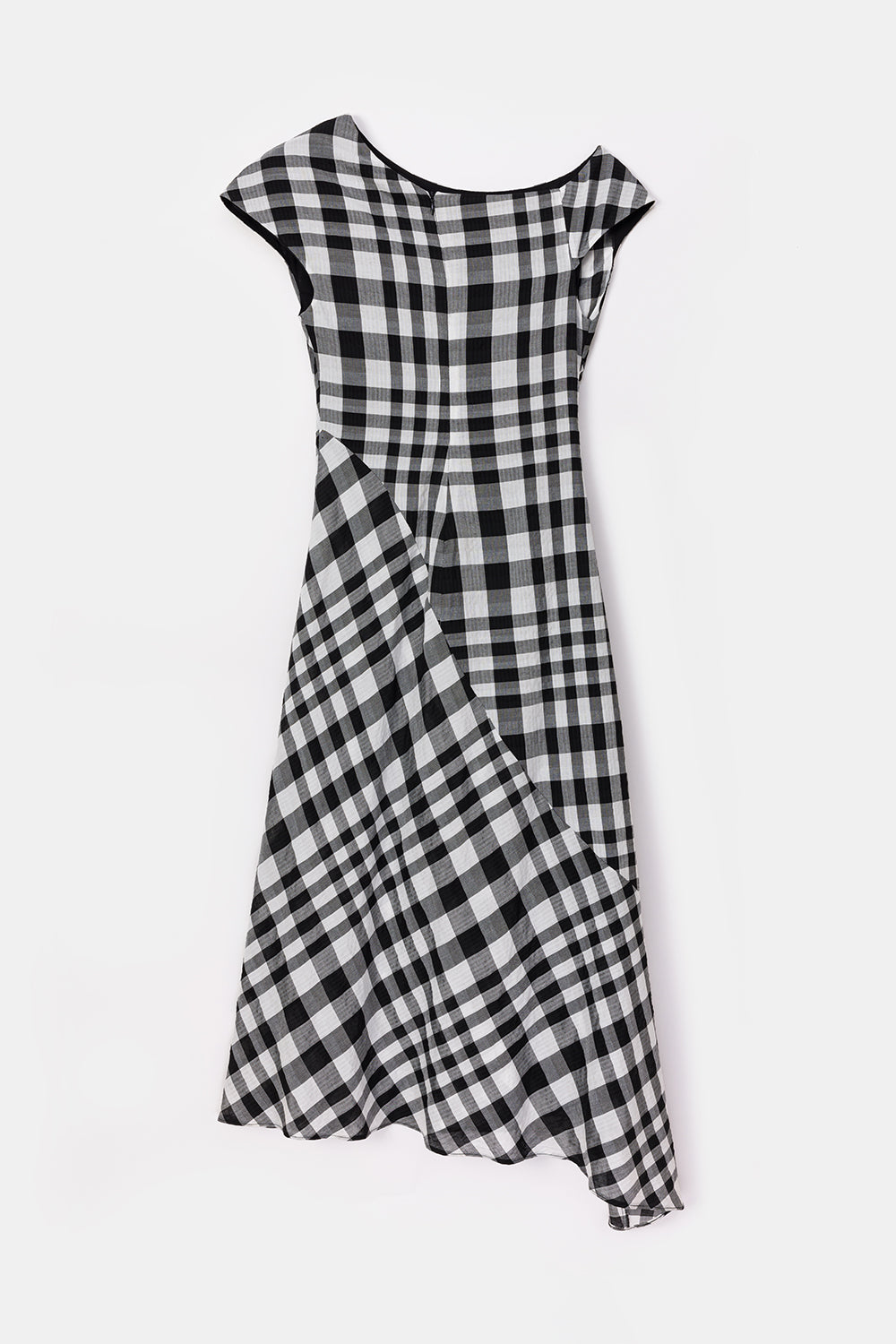 Peploum-Ama Drapped Dress In Checkered Pattern-Elbise-5-Milagron.com