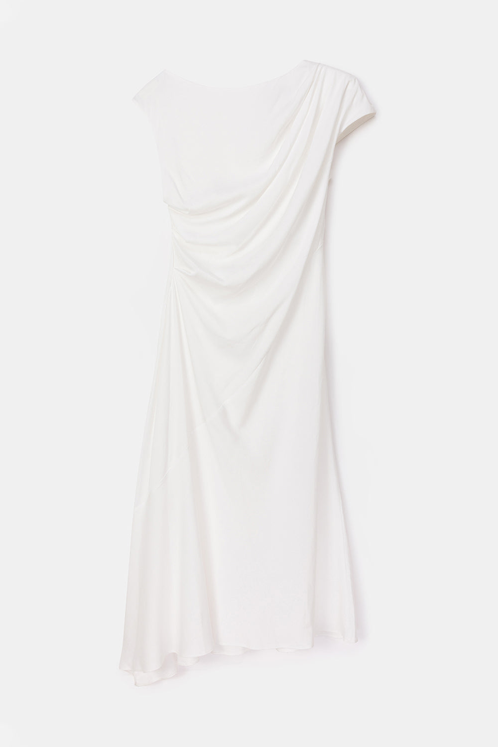 Peploum-Ama Drapped Dress In White-Elbise-6-Milagron.com